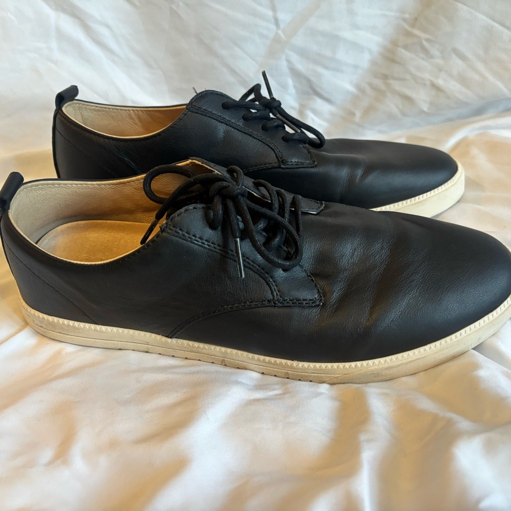 Clae Ellington Black Leather Men's Oxfords with Cream Soles